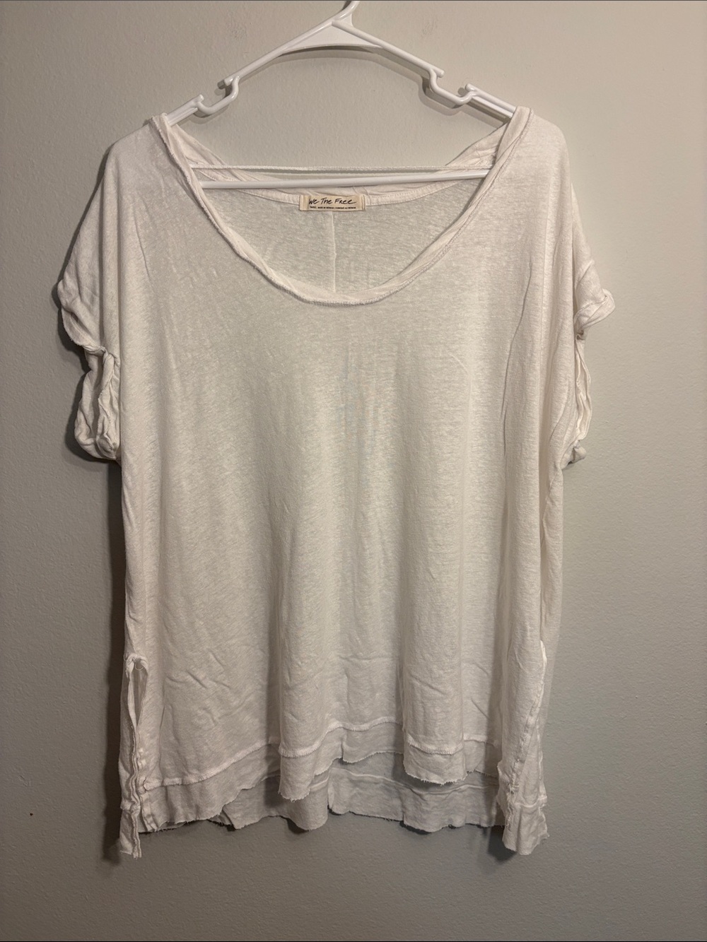 Free People white Relaxed Scoop Neck Short Sleeve Tee